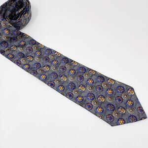 KIESELSTEIN-CORD Vintage Grey 100% Silk Geographic Themed Tie